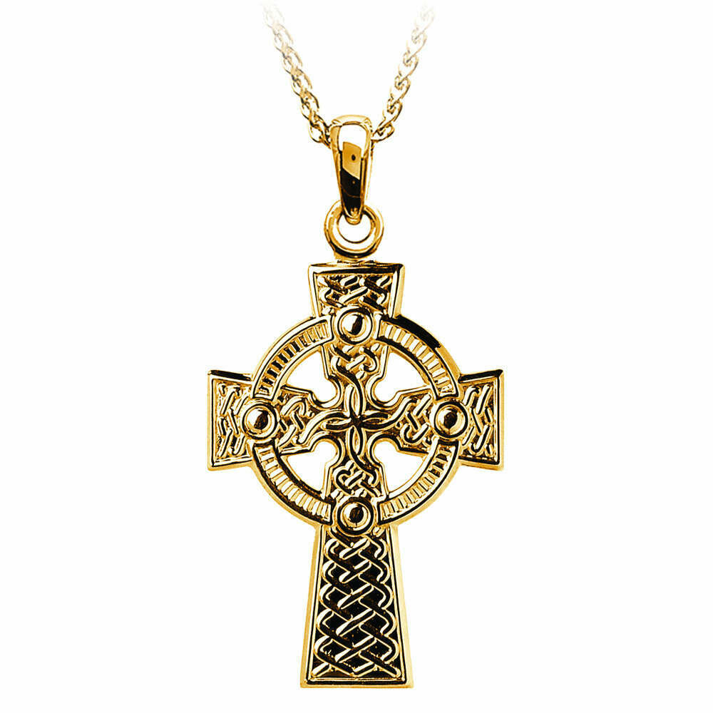 10kt Yellow Gold Traditional Celtic Knot Cross- Large, and 10kt 18&quot; Chain