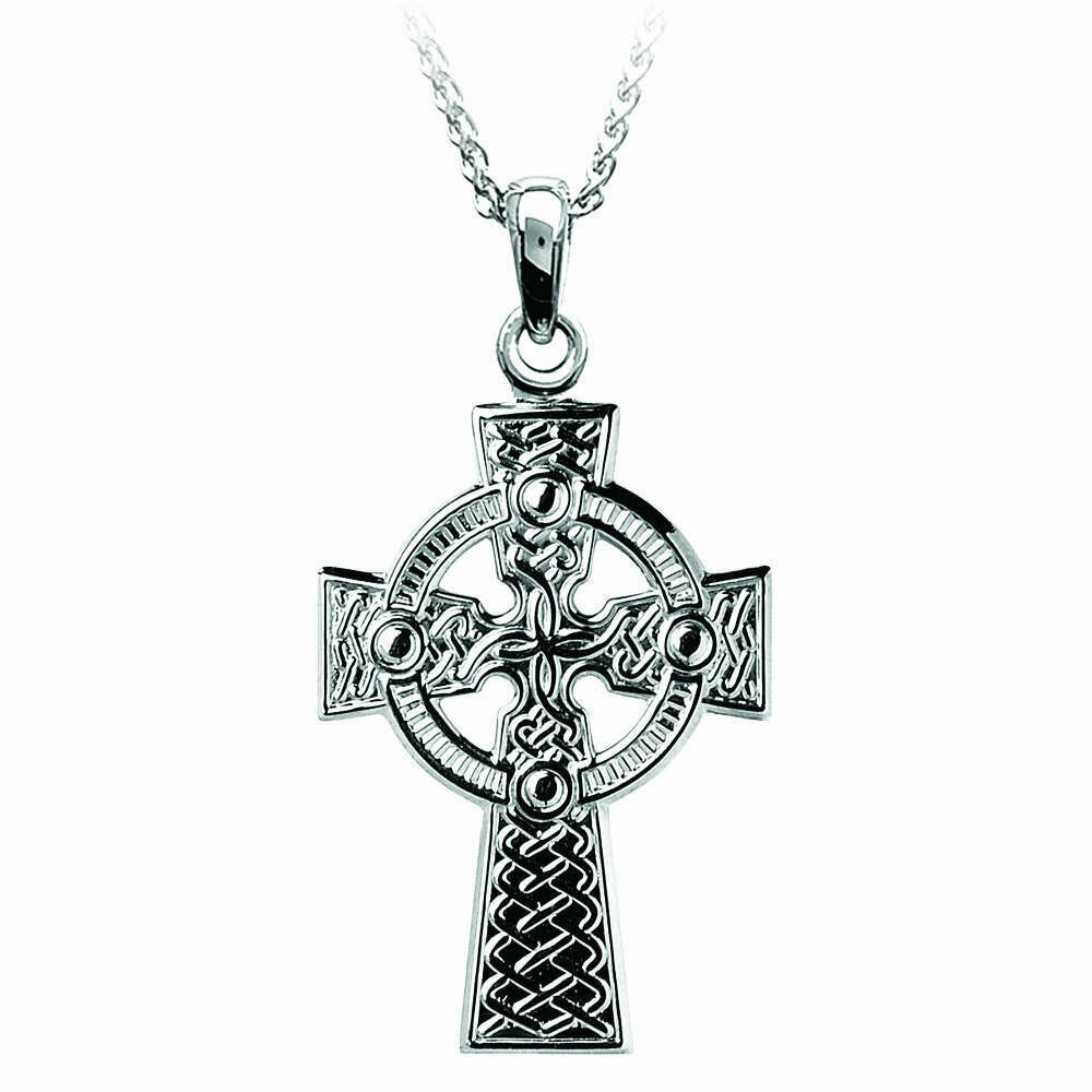Sterling Silver Traditional Celtic Knot Cross- Large & Chain