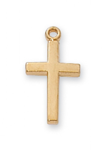 Gold Plated Very Small Plain Cross on a 16&quot; Gold Plated Chain