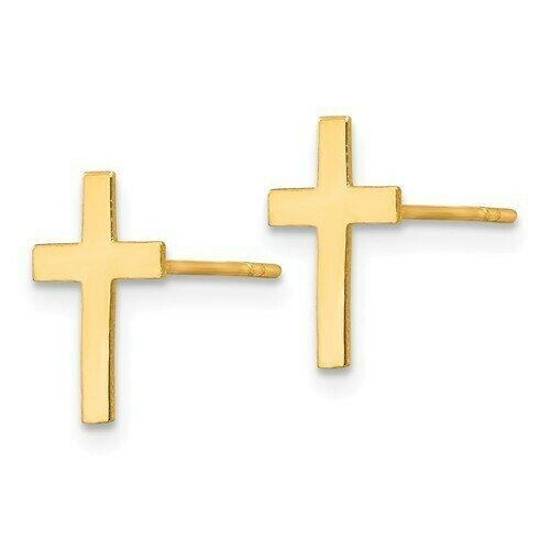 14kt Gold Polished Cross Earrings