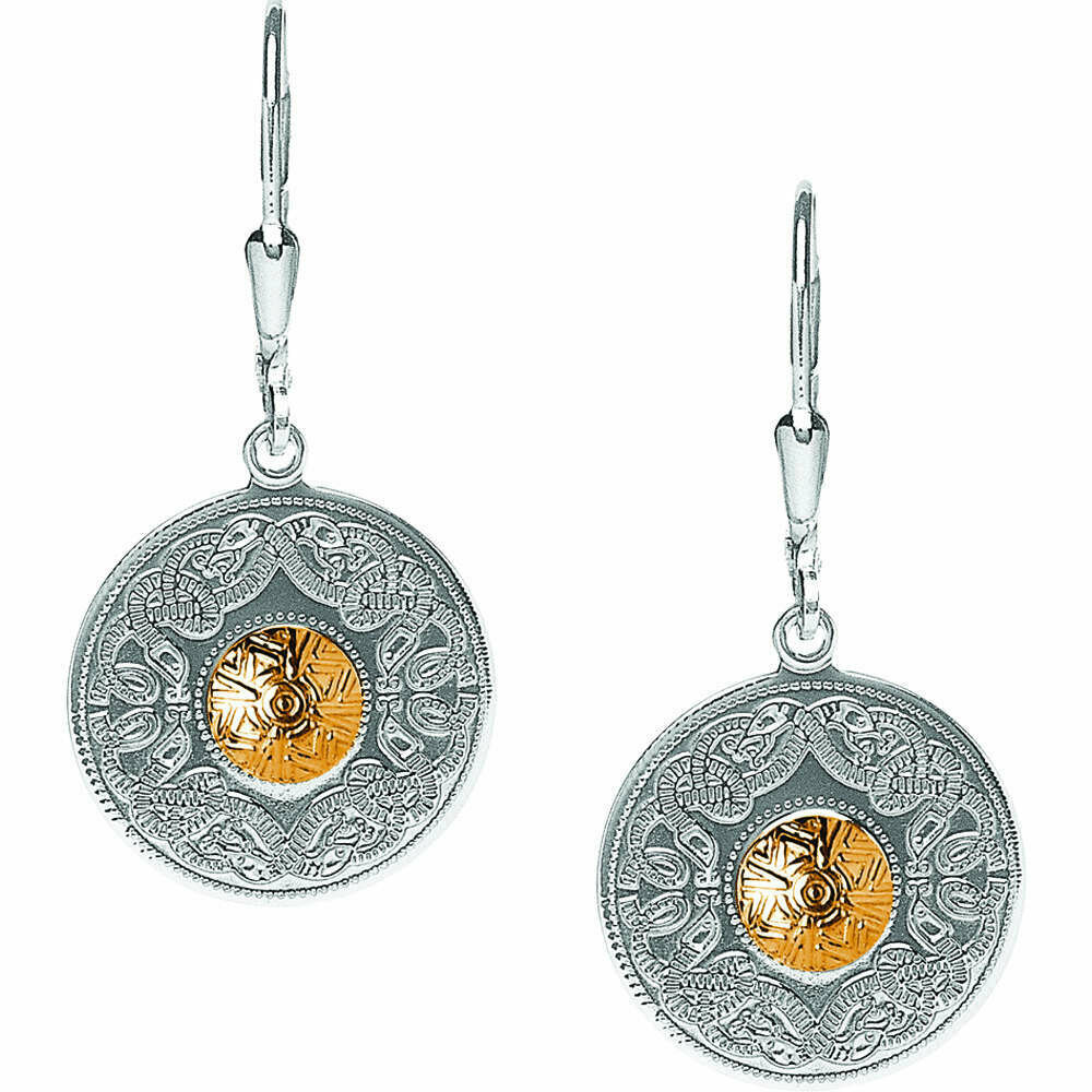 Sterling Silver Celtic Warrior® Shield Earrings with 18K Gold Bead- Small