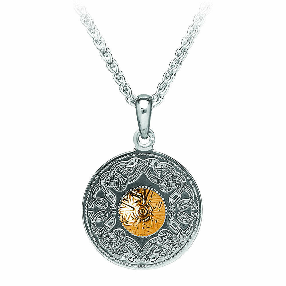 Sterling Silver Celtic Warrior® Pendant with 18K Gold Bead- Medium & 18" Sterling Silver Chain