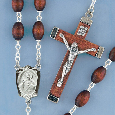 Brown Oval Boxwood Rosary