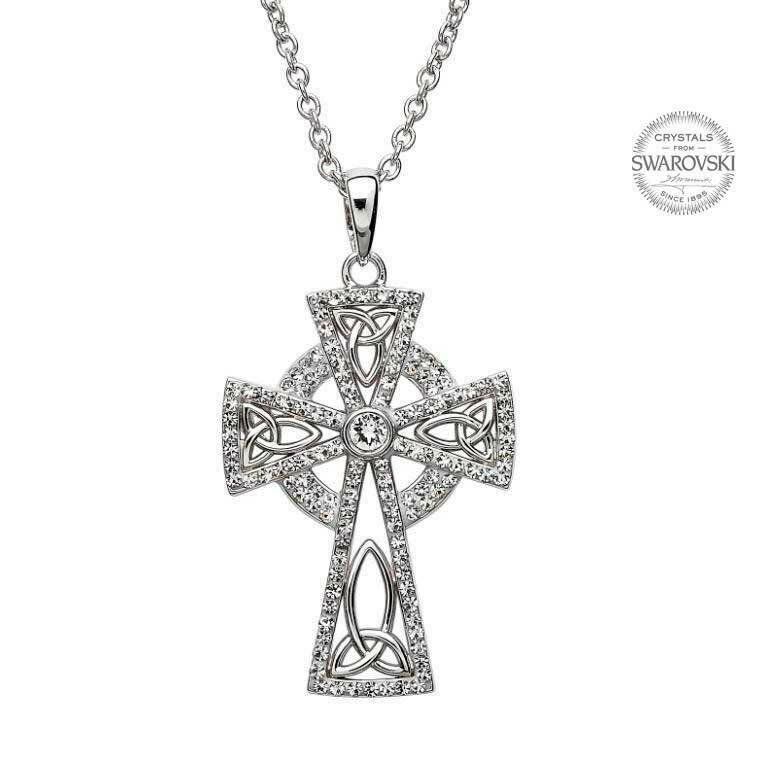 Celtic Trinity Cross Embellished with Swarovski® Crystals & Chain