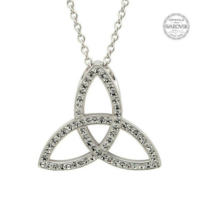 Sterling Silver Celtic Trinity Knot Necklace Embellished with Swarovski® Crystals