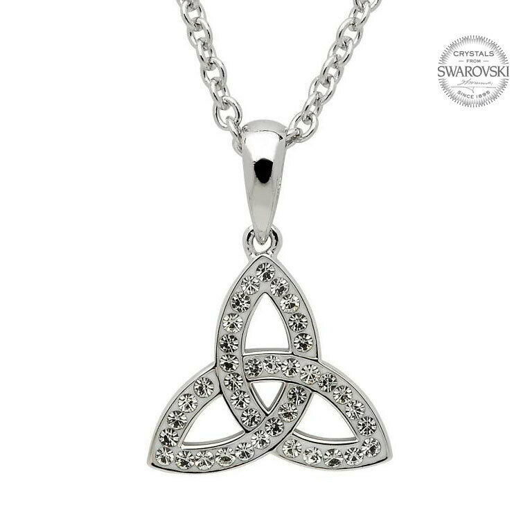 Sterling Silver Celtic Trinity Knot Embellished with Swarovski® Crystals