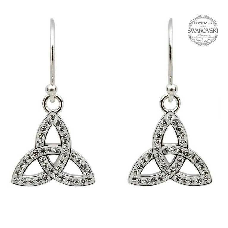 Sterling Silver Trinity Earrings Adorned with Swarovski® Crystals