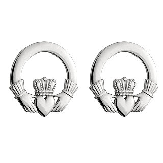 Sterling Silver Traditional Claddagh Stud Earrings