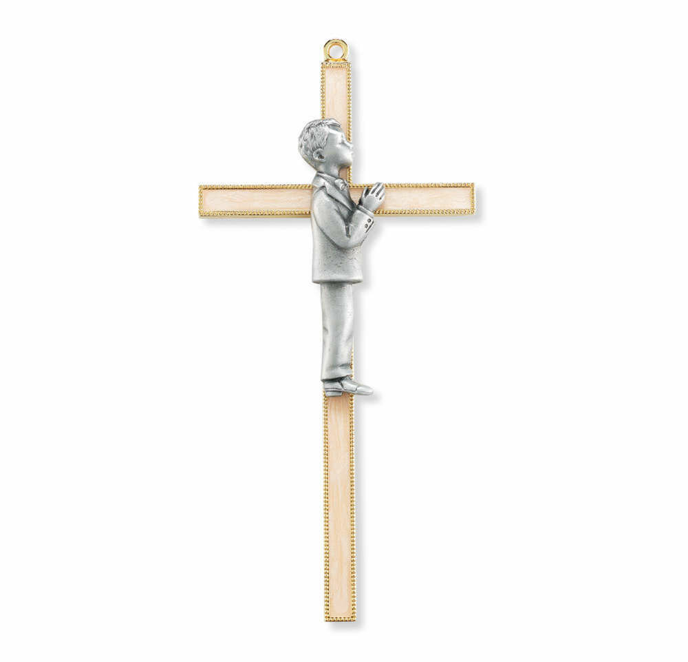 7&quot; Communion Boy Gold Pearlized Cross