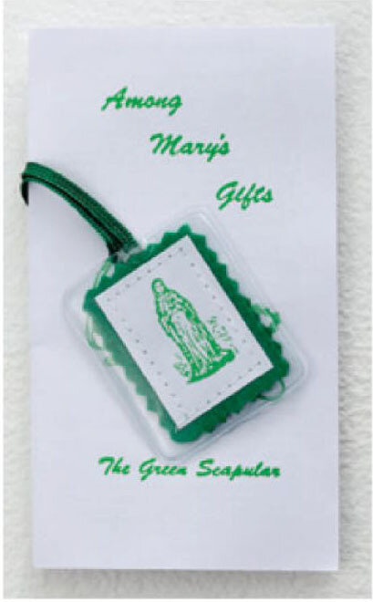 Laminated Green Scapular With Pamphlet