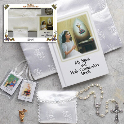 First Holy Communion Laminated Hard Cover Book Deluxe Gift Set- Girl