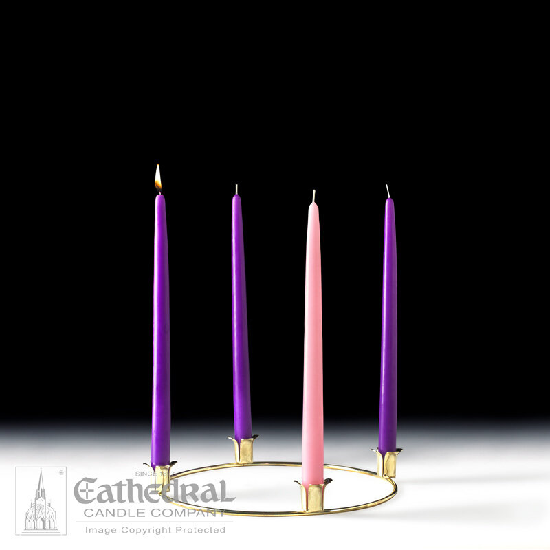 Metal Advent Home Wreath Set and Candles (3 Purple, 1 Rose)