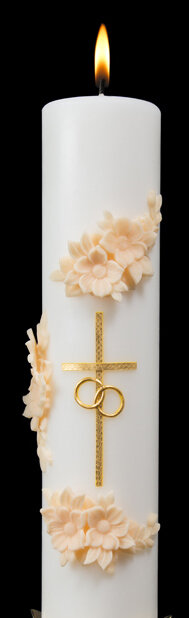 Holy Matrimony- Center Candle Only, Gold/Cream