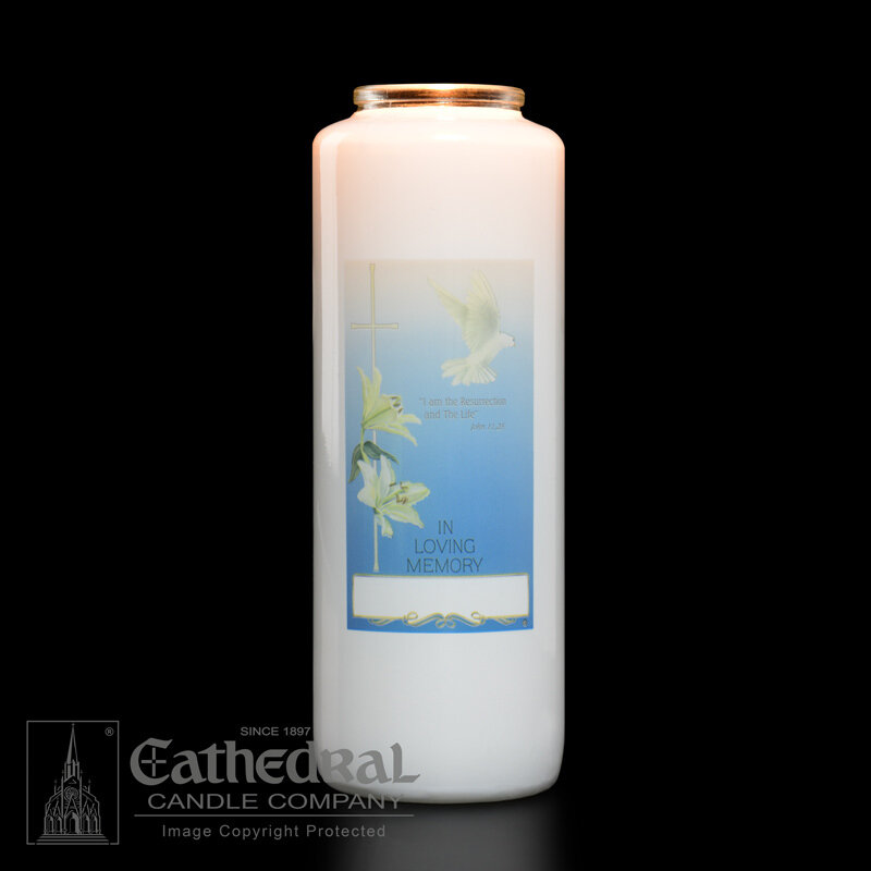 In Loving Memory- 6-Day Glass Bottle Style Candles- Case of 12