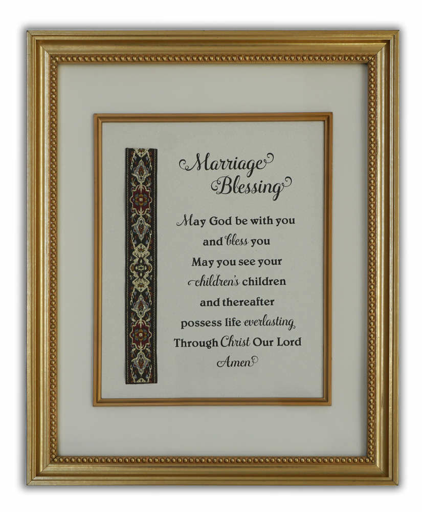 Marriage Blessing Tapestry Framed in Gold