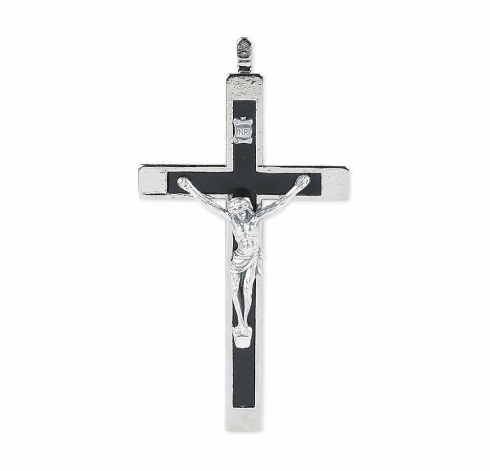 3  1/2" Black Inlay Crucifix