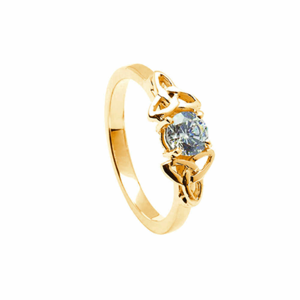 14kt Gold Diamond Trinity Engagement Ring- All Yellow