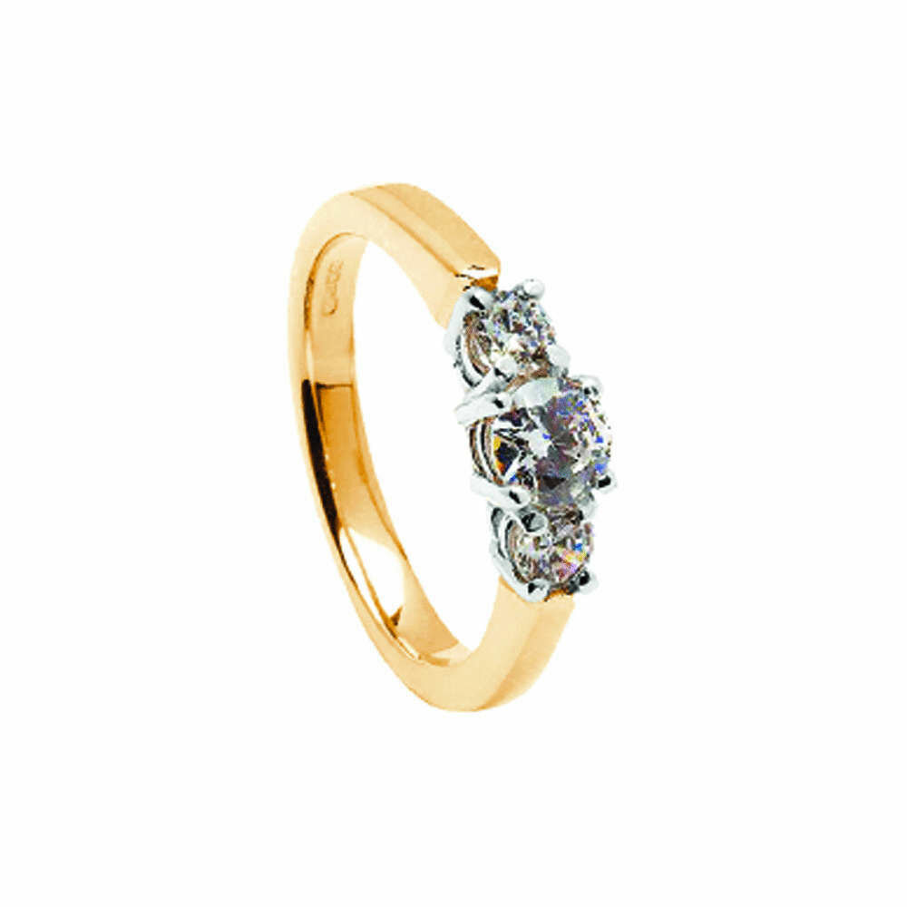 14kt Gold 3 Stone Diamond 2x.25cts+1x.50cts Engagement Ring