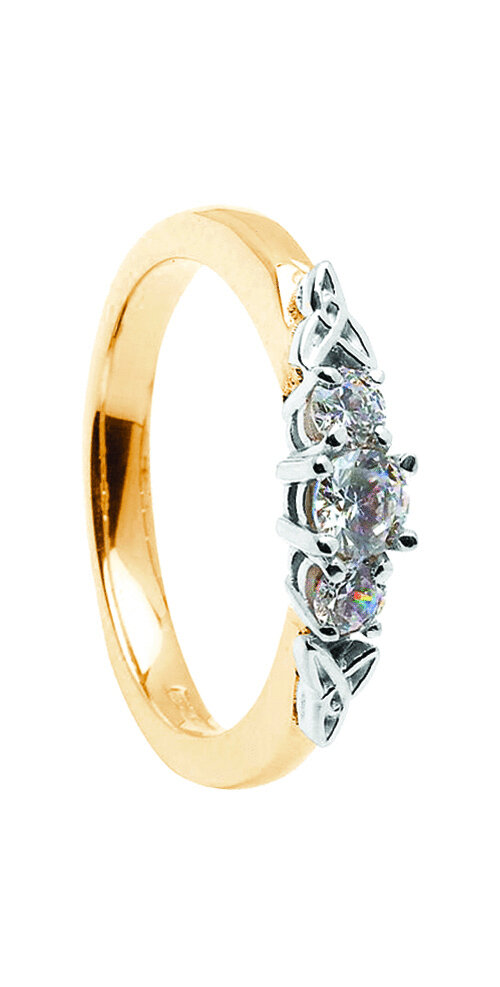 14kt Gold 1 x .25cts + 2 x .10cts Diamond Engagement Ring