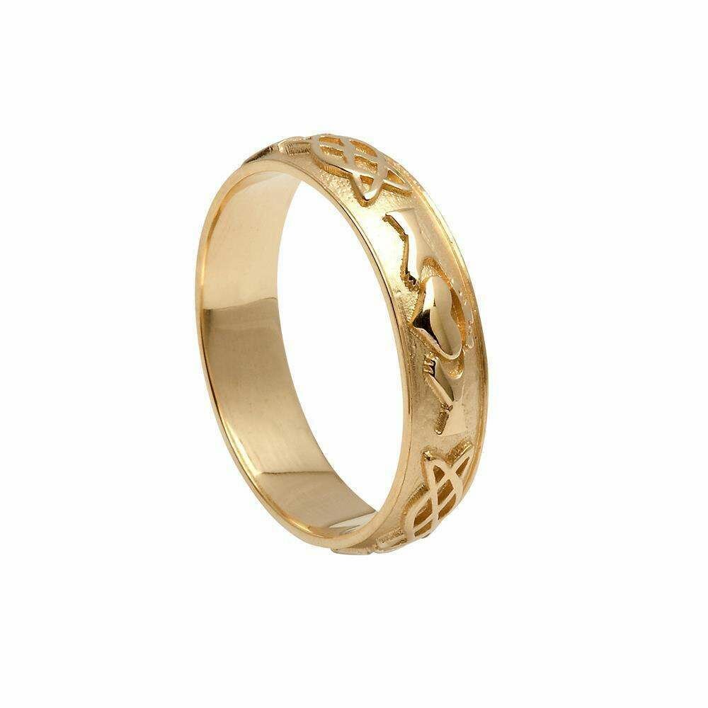 Mens 10kt Gold Claddagh Celtic Knot Wedding Band
