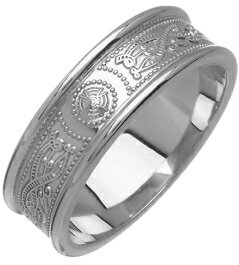 Mens 14kt Gold Narrow with Rims An Ri Wedding Band