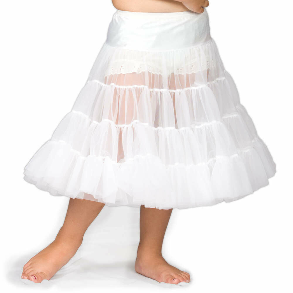 Girls White Bouffant Half-Slip Petticoat- Tea Length