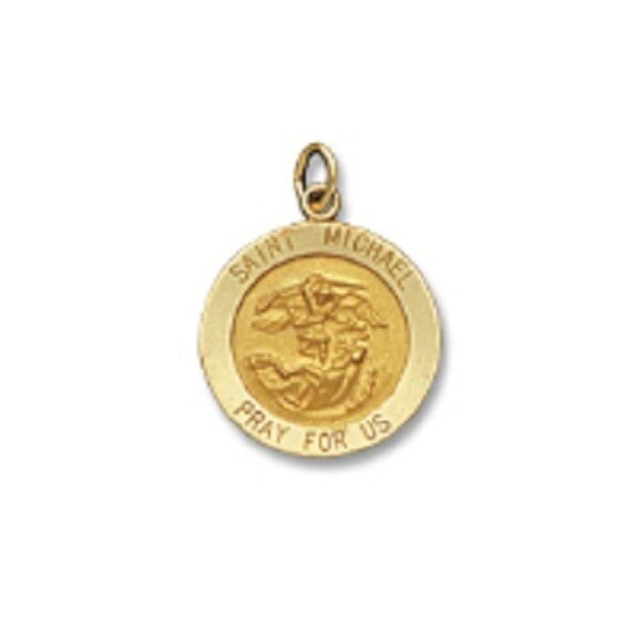 14kt Solid Gold Medal of Your Choice 3/4&quot; Diameter (Size 3), Choose Medal: Miraculous Mary