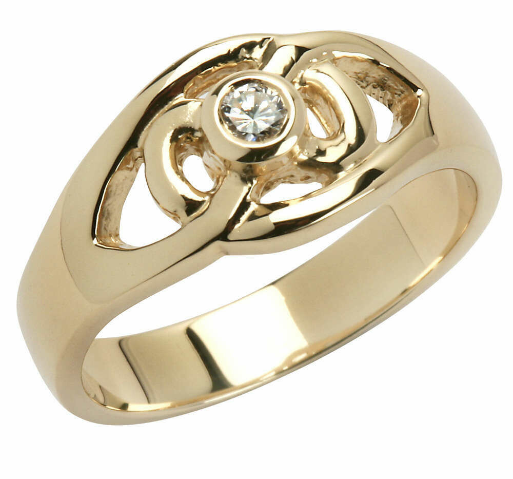 14kt Yellow Gold Diamond Set Celtic Ring (1 x .10 ct.) Brilliant Cut Diamond