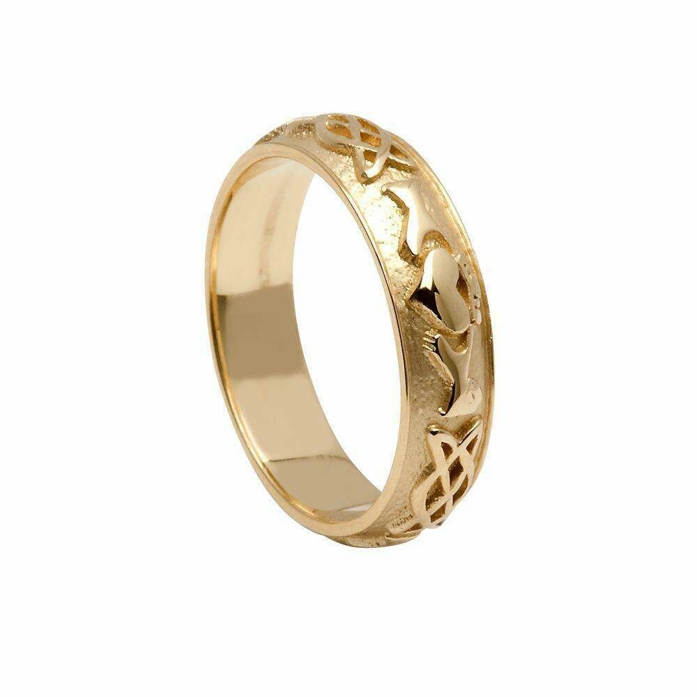 Ladies 10kt Gold Claddagh Celtic Knot Wedding Band