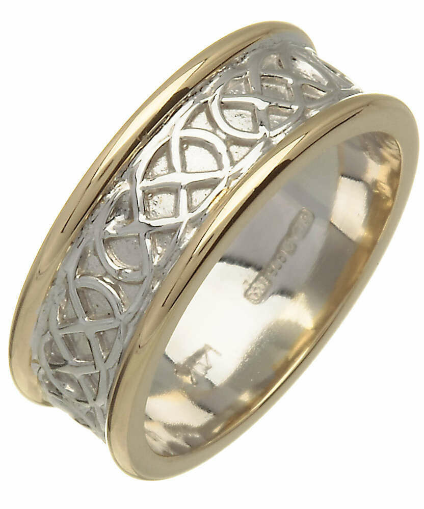 Ladies 14kt Gold Yellow Edge/White Center Trinity Knot Wedding Band