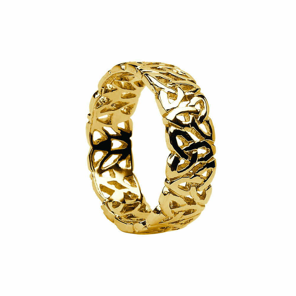 Mens 10kt Gold Trinity-Knot Filagree Celtic Wedding Band
