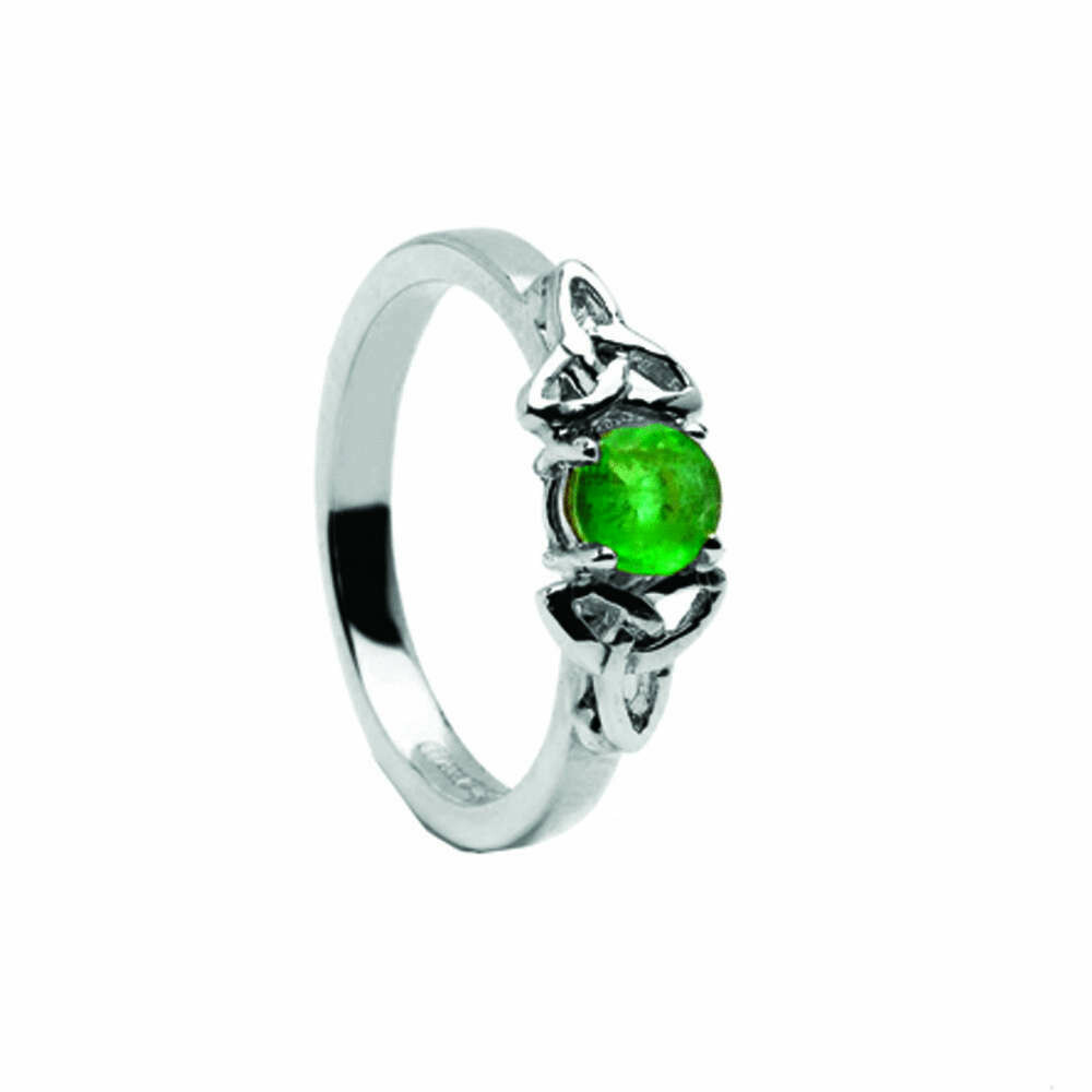 14kt Gold Emerald Trinity Engagement Ring- All White