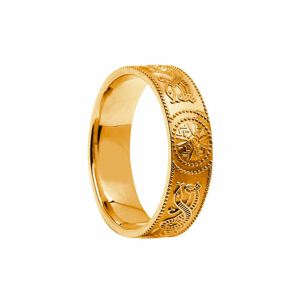 Mens 10kt Gold Celtic Warrior® Shield Wedding Band, Comfort Fit