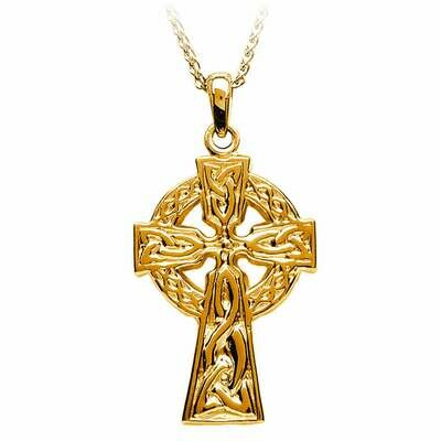 10kt Yellow Gold Two Sided Traditional Celtic Cross- Large, and 10kt 18" Chain