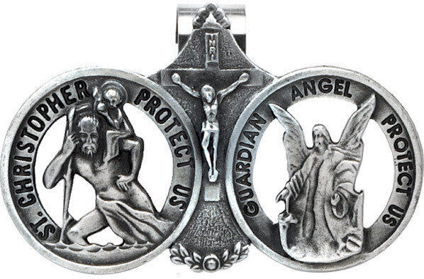 St. Christopher &amp; Guardian Angel Auto Visor Clip