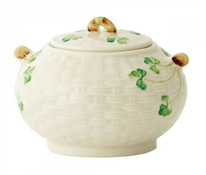 Belleek Shamrock Sugar Bowl