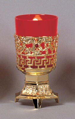 4.5" Votive Stand with Ruby Glass