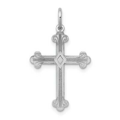14kt White Gold Laser Designed Cross Pendant