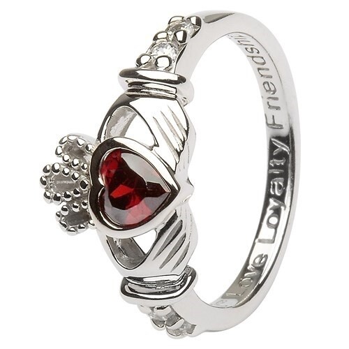 Claddagh January Birthstone Ring