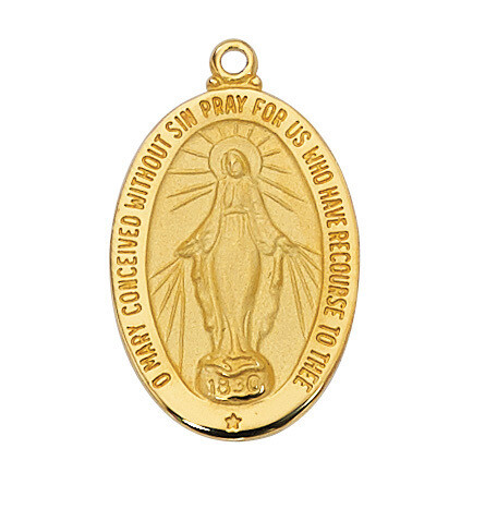 Gold Plated Miraculous Medal on a 20&quot; Gold Plated Chain