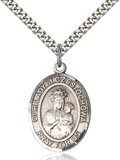 Sterling Silver Our Lady of Czestochowa Pendant on a 24&quot; Light Rhodium Heavy Curb Chain