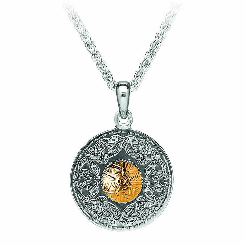 Sterling Silver Celtic Warrior® Pendant with 18K Gold Bead- Medium &amp; 18&quot; Sterling Silver Chain