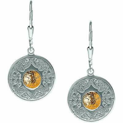 Sterling Silver Celtic Warrior® Shield Earrings with 18K Gold Bead- Small