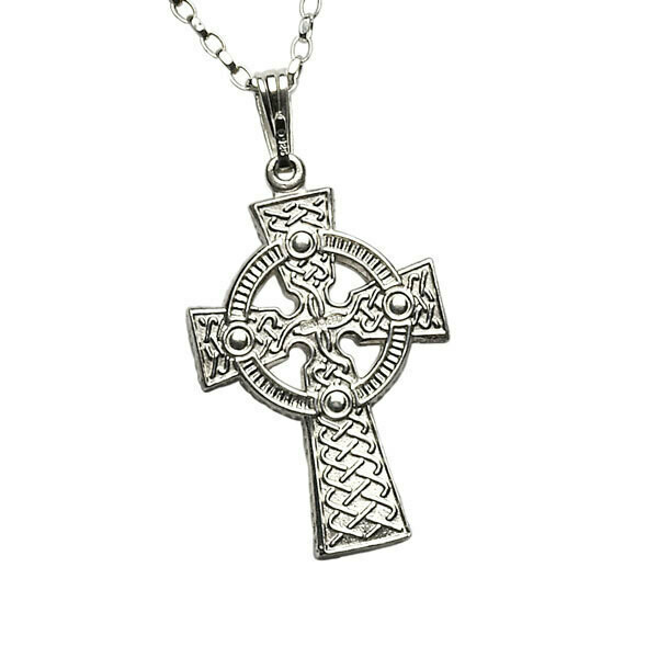 Sterling Silver Two Sided Celtic Knot Cross- Large on a 18&quot; Sterling Silver Chain
