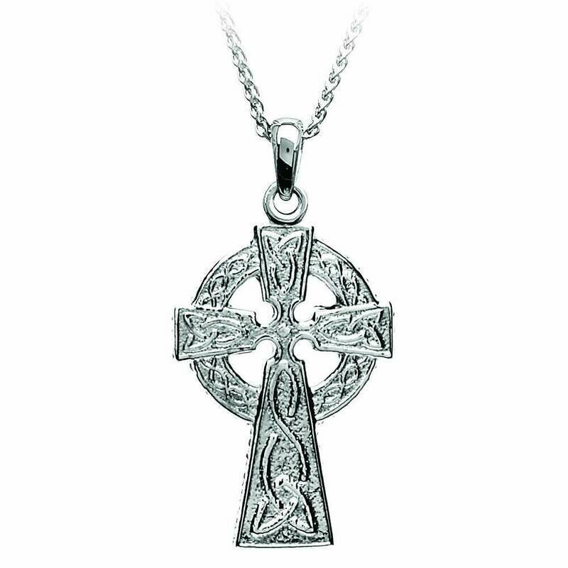 Sterling Silver Two Sided Celtic Cross- Small on a 18" Sterling Silver Chain Sterling Silver Two Sided Celtic Cross- Small on a 18" Sterling Silver Chain