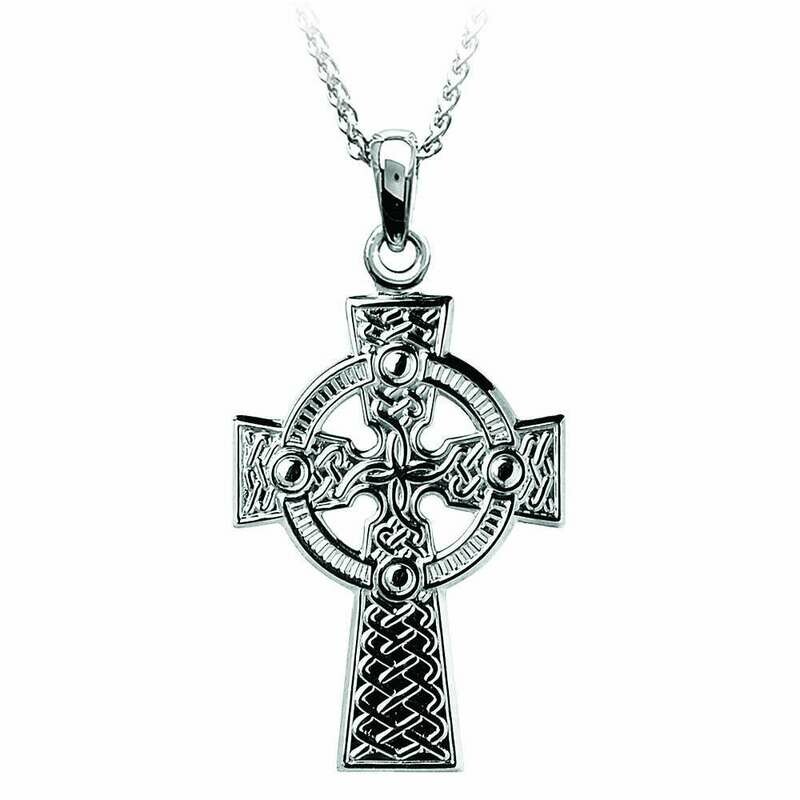 Sterling Silver Traditional Celtic Knot Cross- Large on a 18&quot; Sterling Silver Chain