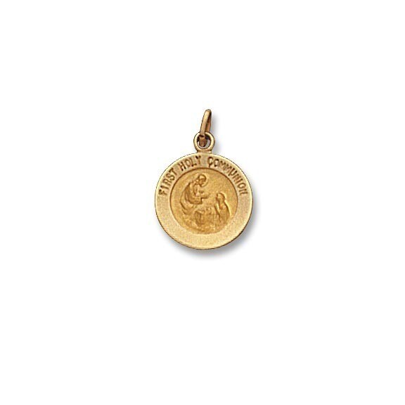 1/2&quot; Diameter 14kt Solid Gold First Holy Communion Medal