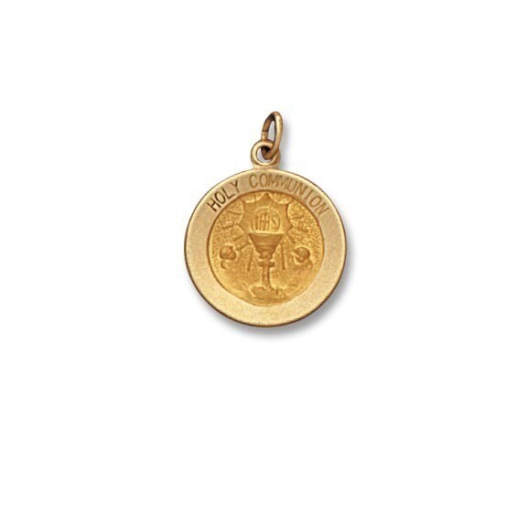 14kt Solid Gold Holy Communion Medal 5/8&quot; Diameter (Size 2)