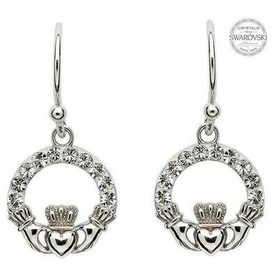 Claddagh Earrrings Embellished with Swarovski® Crystals
