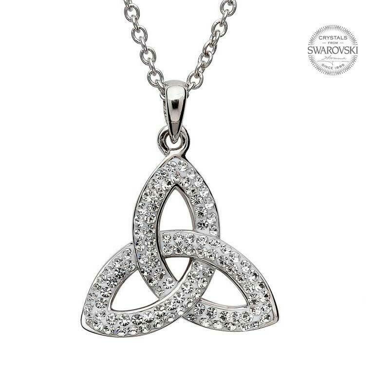 Trinity Knot Pendant Embellished with Swarovski® Crystals on a 18&quot; Sterling Silver Chain